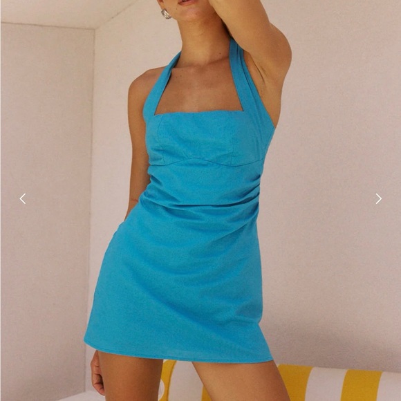 NWT Runaway the Label Blue halter mini dress - Picture 3 of 6